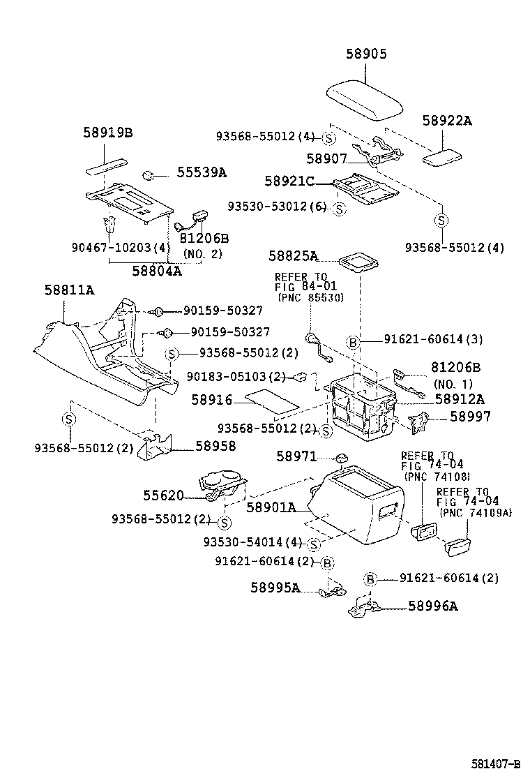 58907-51030 HINGE SUB-ASSY, CONSOLE COMPARTMENT DOOR product image
