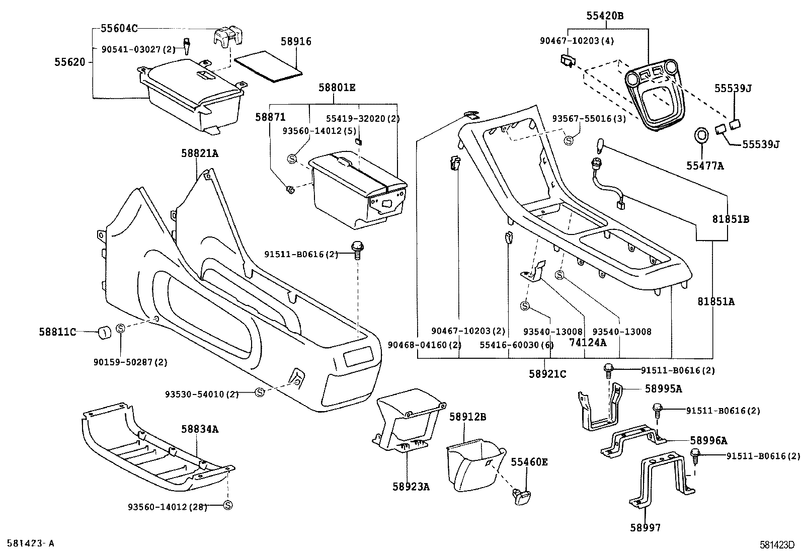 Toyota 55604-48020 HOLDER SUB-ASSY, CONSOLE BOX CUP