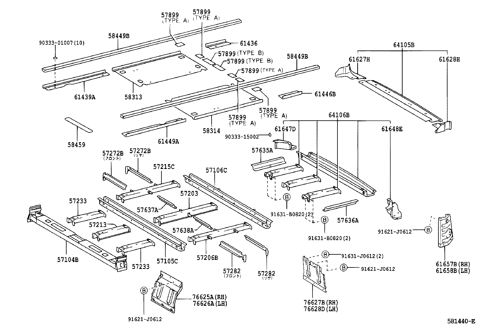 57104-37040 CROSSMEMBER SUB-ASSY, FLOOR, NO.4 product image