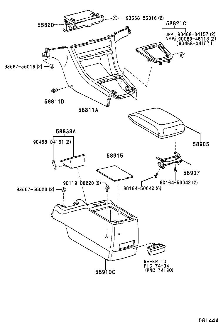 58905-06020-J0 DOOR SUB-ASSY, CONSOLE COMPARTMENT product image