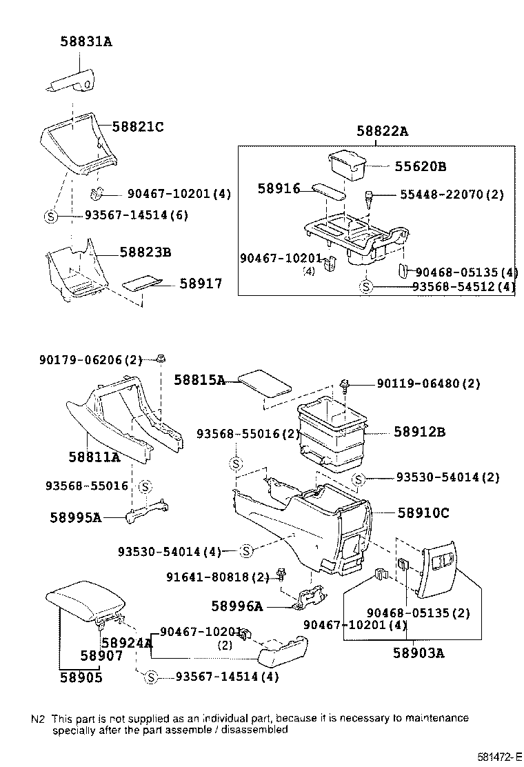 58804-33580 PANEL SUB-ASSY, CONSOLE, UPPER product image