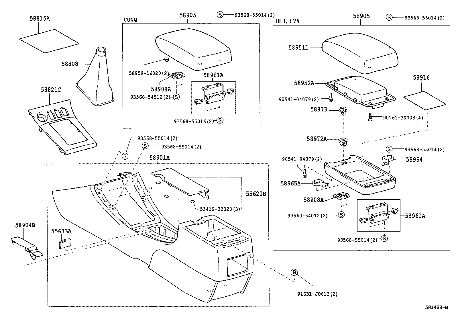 58905-12490-B1 DOOR SUB-ASSY, CONSOLE COMPARTMENT product image