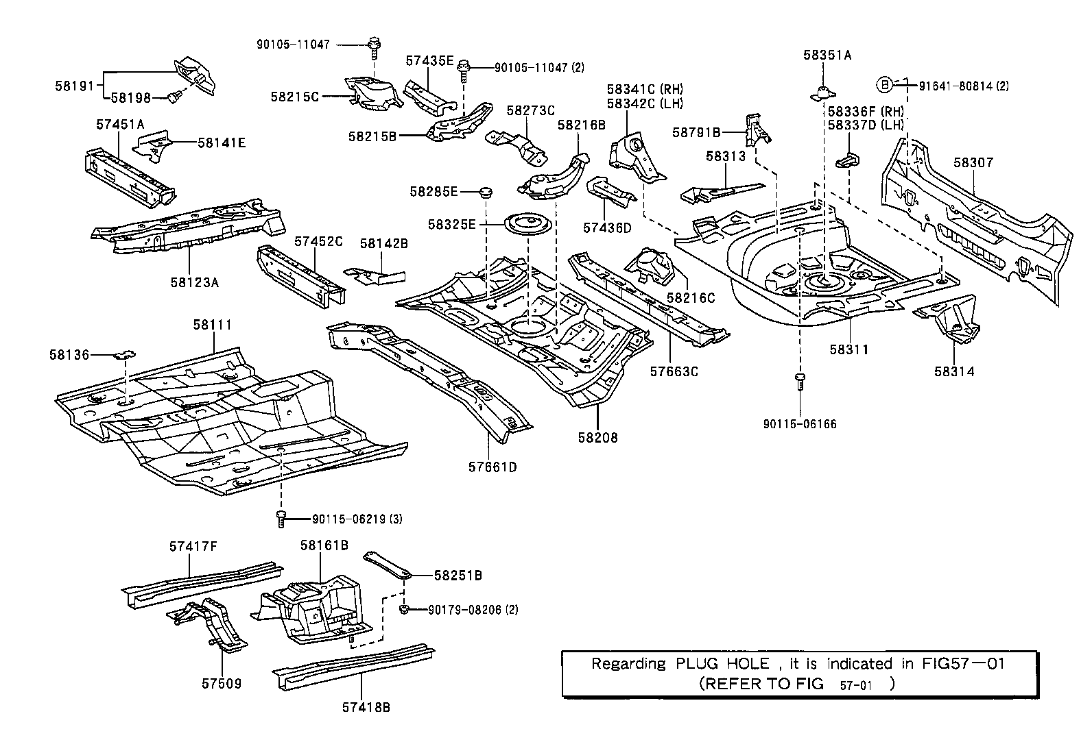 57435-13020 MEMBER, CENTER FLOOR SIDE, RH product image