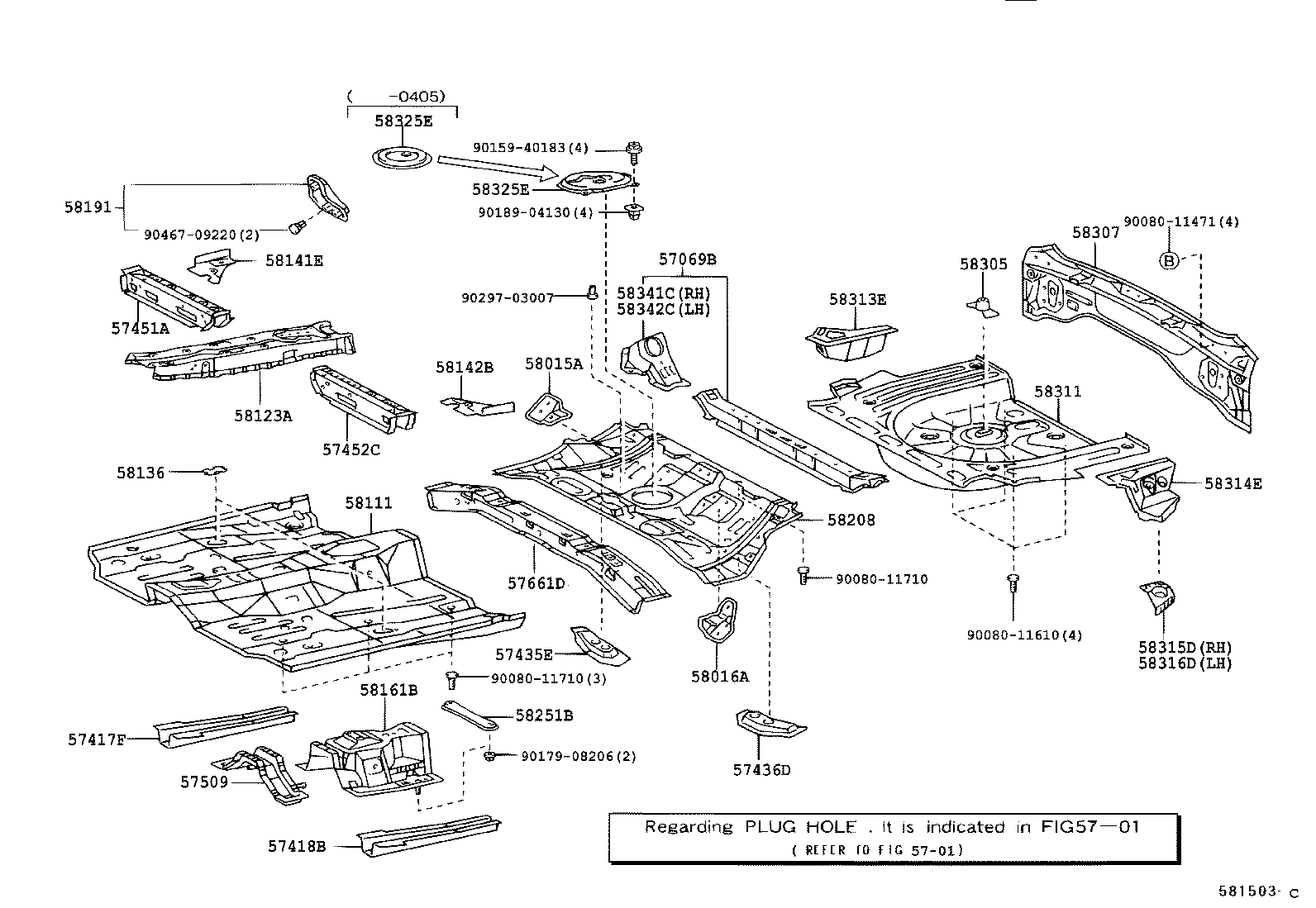 Toyota 58325-01030 COVER, REAR FLOOR SERVICE HOLE