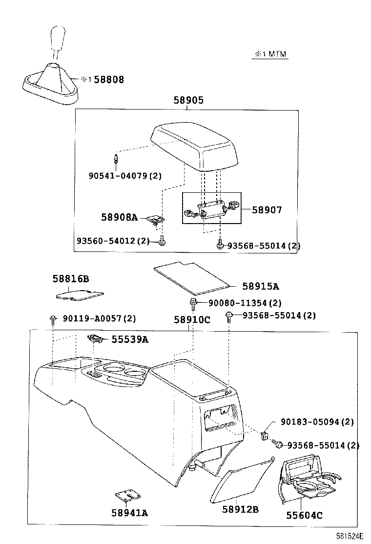 Toyota 55604-AB010-B1 HOLDER SUB-ASSY, CONSOLE BOX CUP