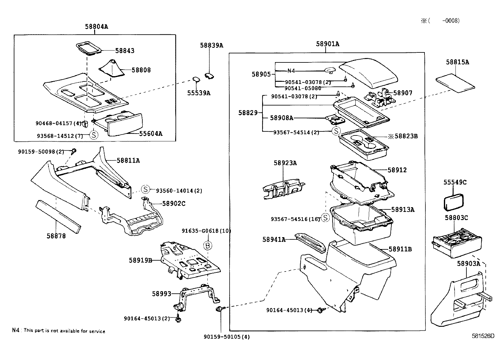 Toyota 58804-60151 PANEL SUB-ASSY, CONSOLE, UPPER