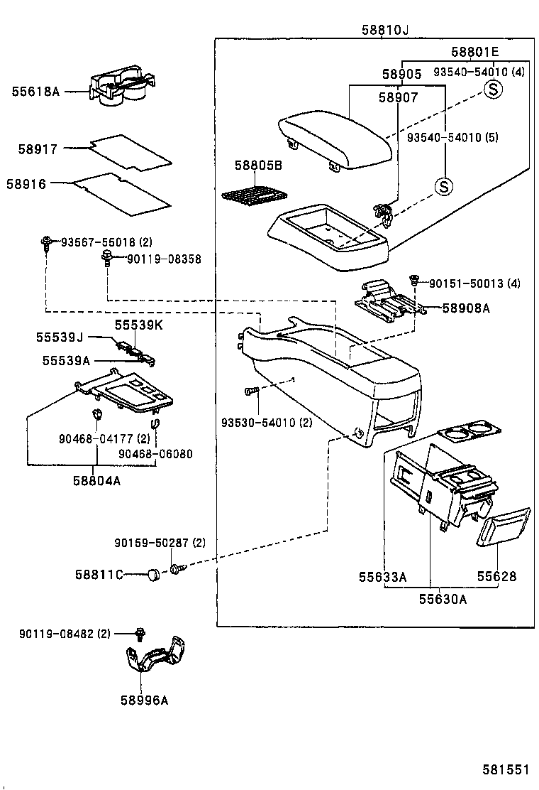 58905-22440-G0 DOOR SUB-ASSY, CONSOLE COMPARTMENT product image