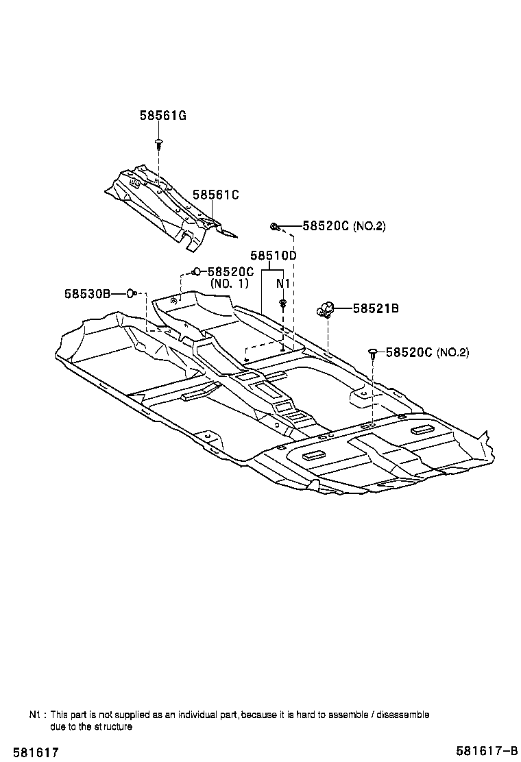 58561-02100 SILENCER, FRONT FLOOR, NO.1 product image