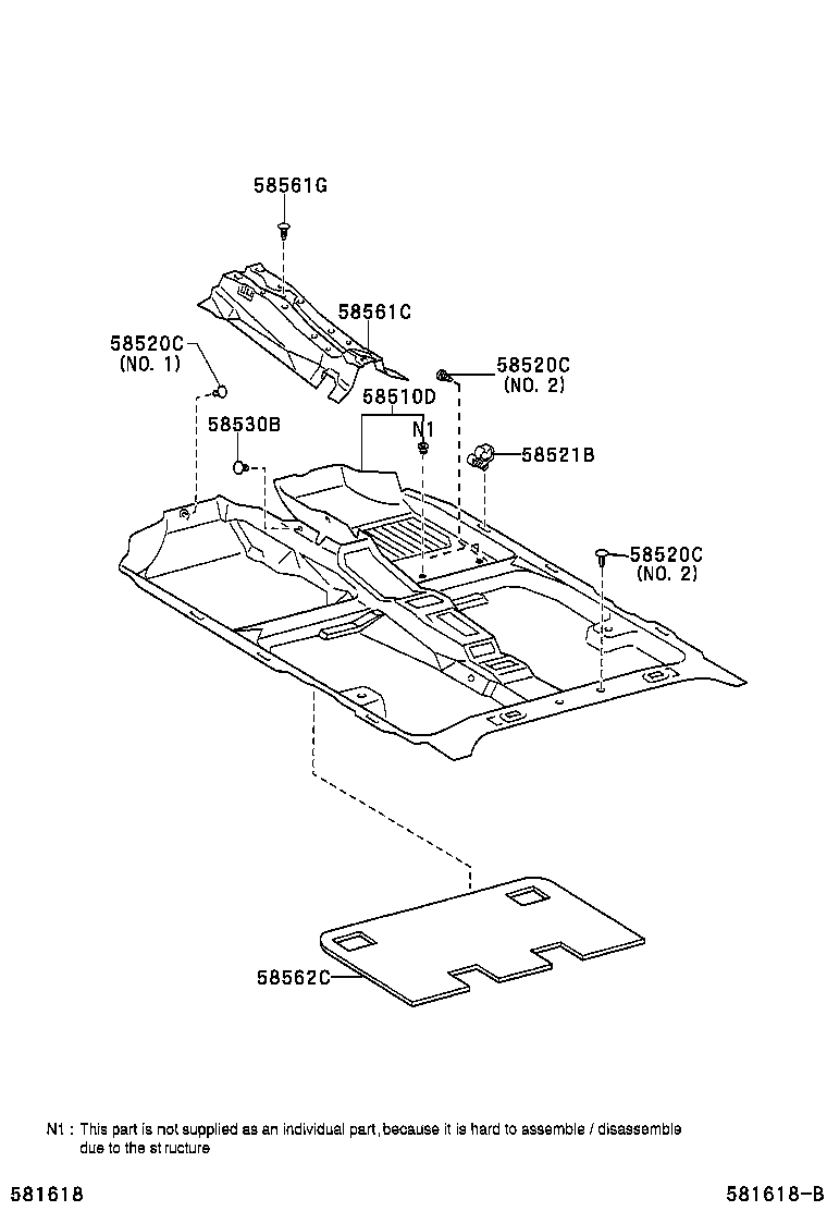 58561-02100 SILENCER, FRONT FLOOR, NO.1 product image