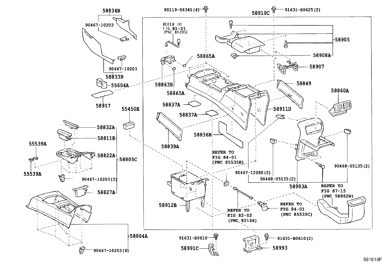 Toyota 58804-35350 PANEL SUB-ASSY, CONSOLE, UPPER