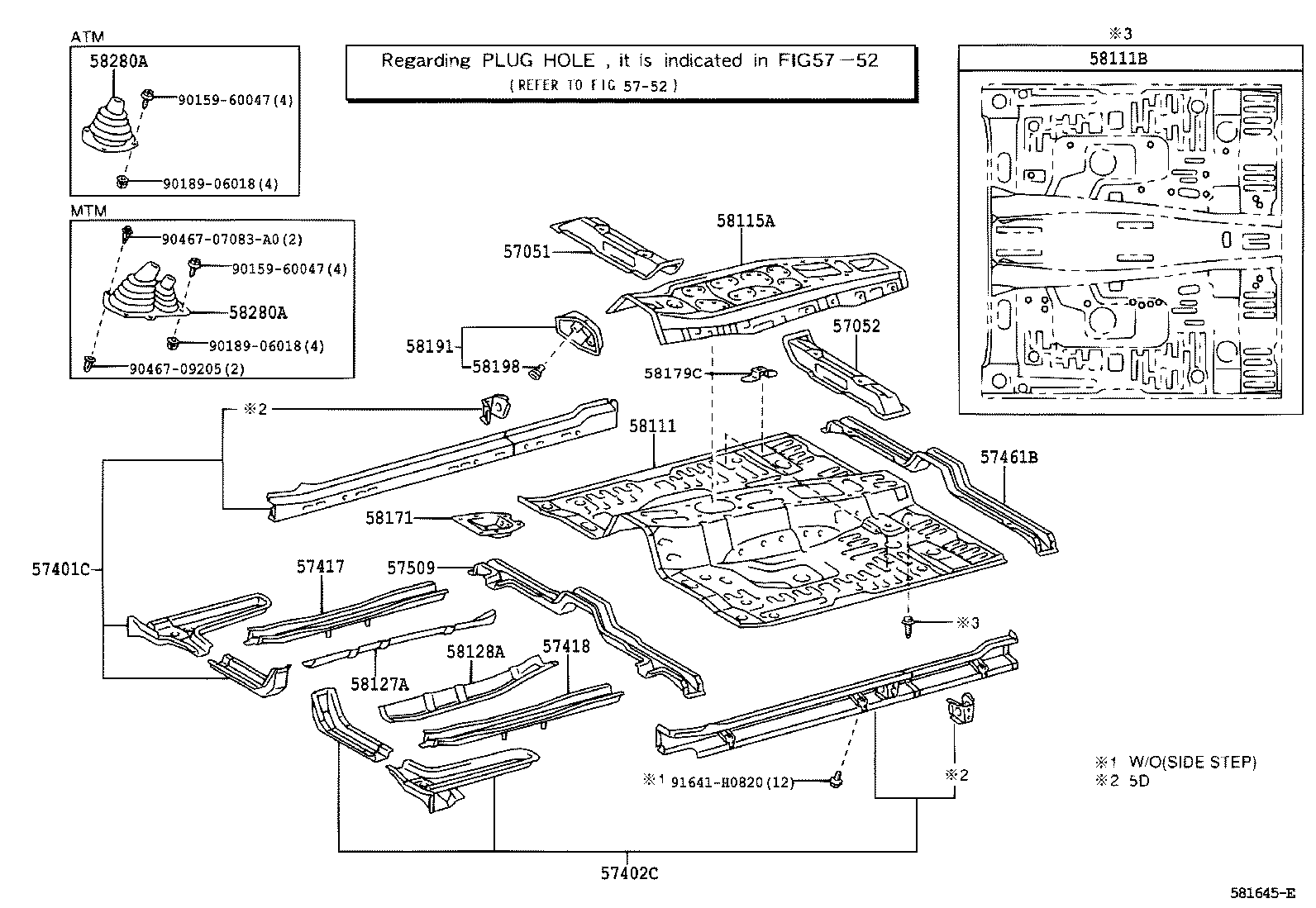 57509-60060 REINFORCEMENT SUB-ASSY, FRONT FLOOR, CENTER product image