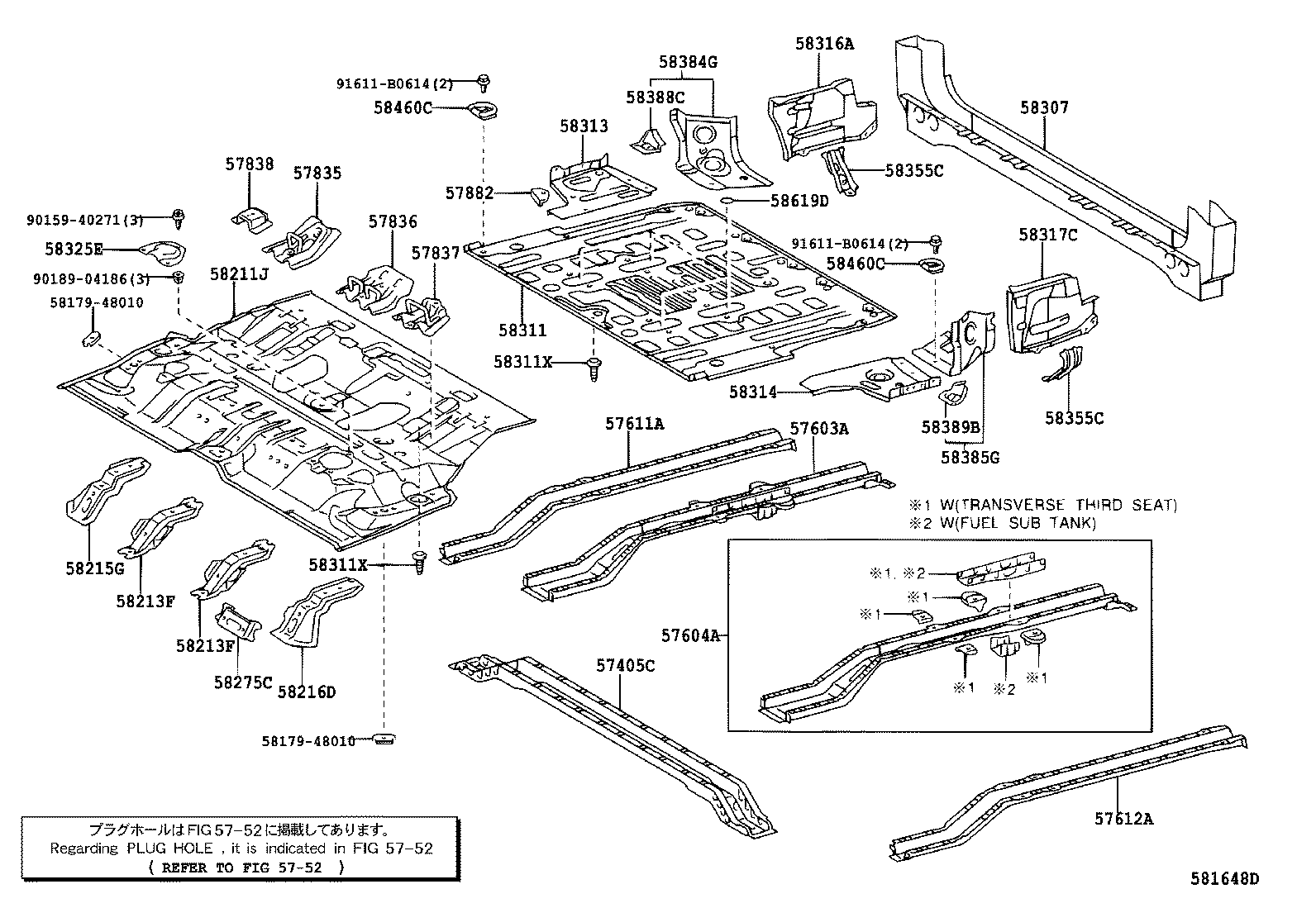 57604-60100 MEMBER SUB-ASSY, REAR FLOOR SIDE, REAR LH product image
