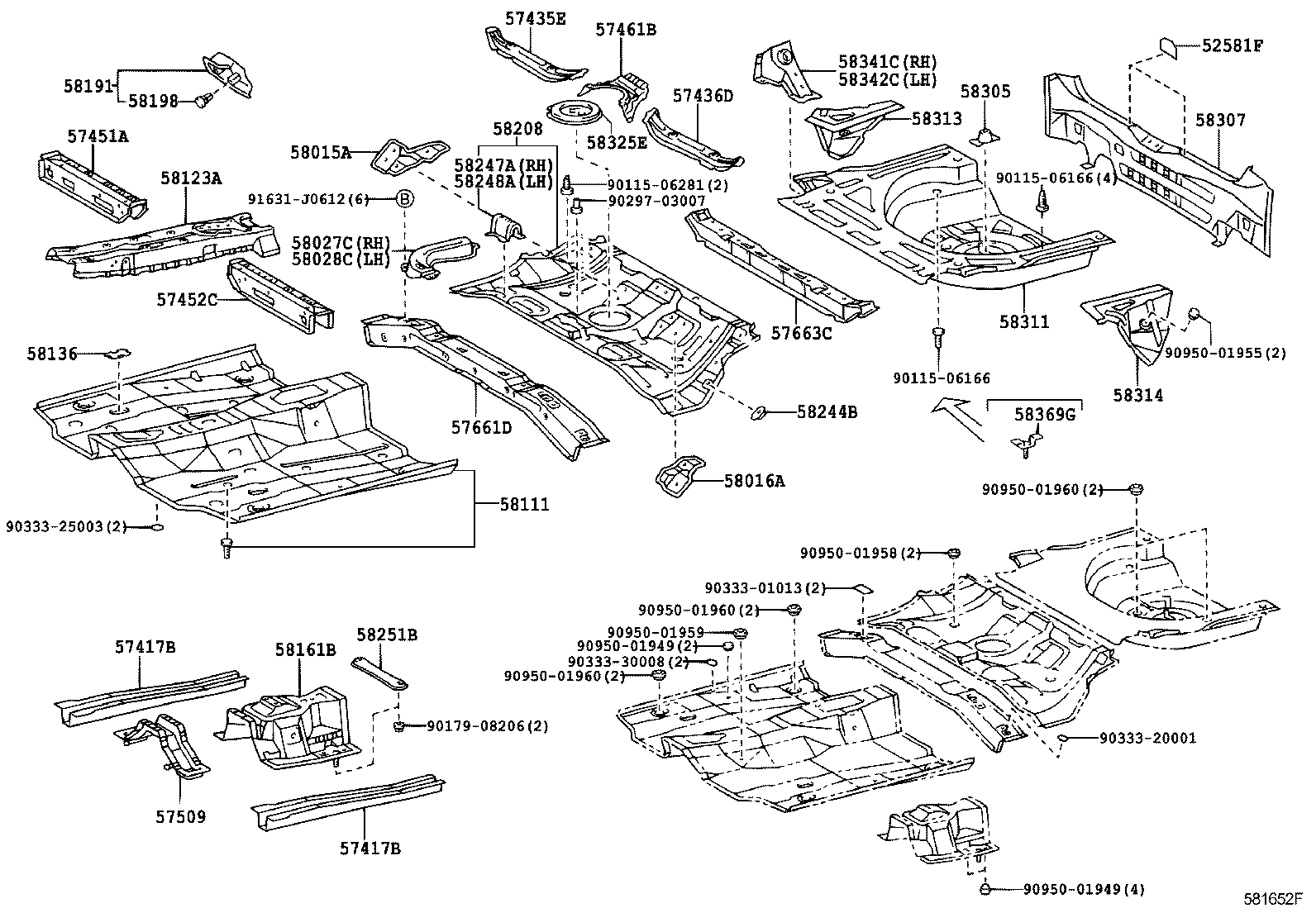 57451-12231 MEMBER, FRONT FLOOR CROSS, RH product image
