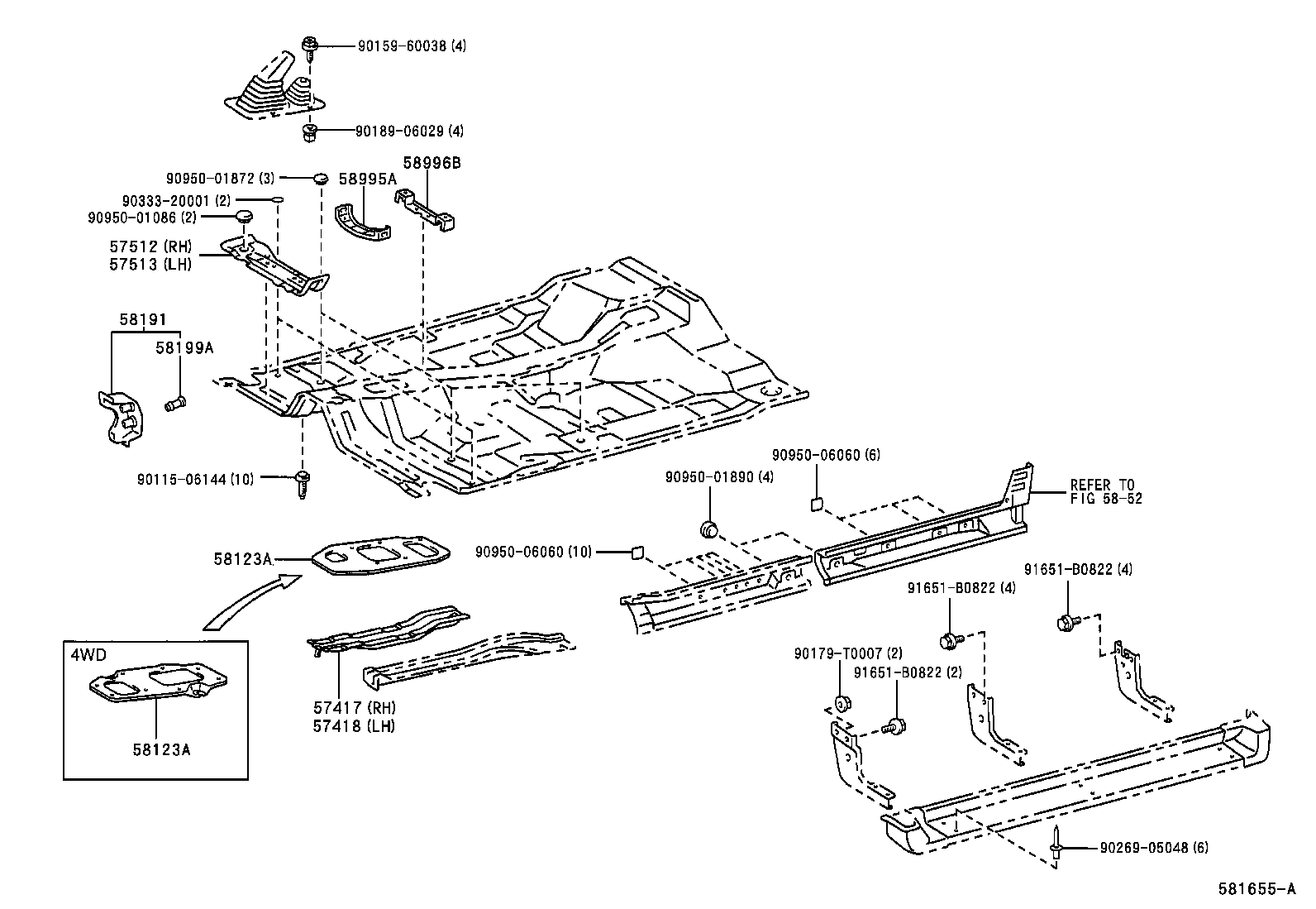57026-35100 BRACKET SUB-ASSY, BODY MOUNTING, NO.3 LH product image