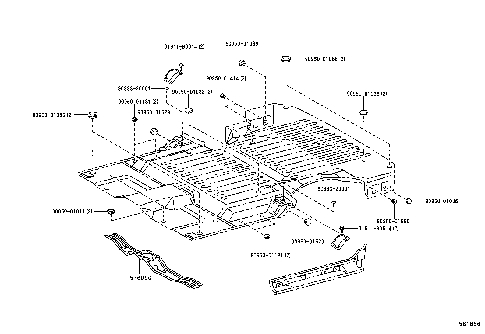 57605-35280 MEMBER SUB-ASSY, REAR FLOOR CROSS product image