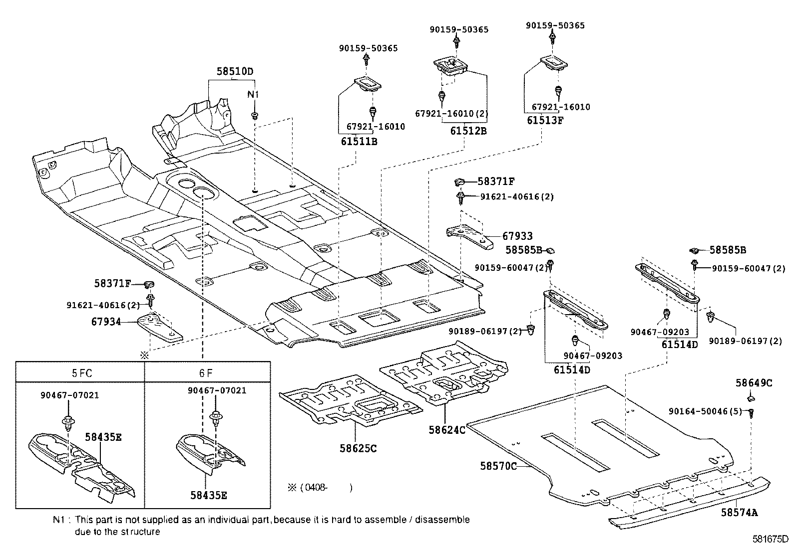 58435-60020 SILENCER, FRONT FLOOR, CENTER product image