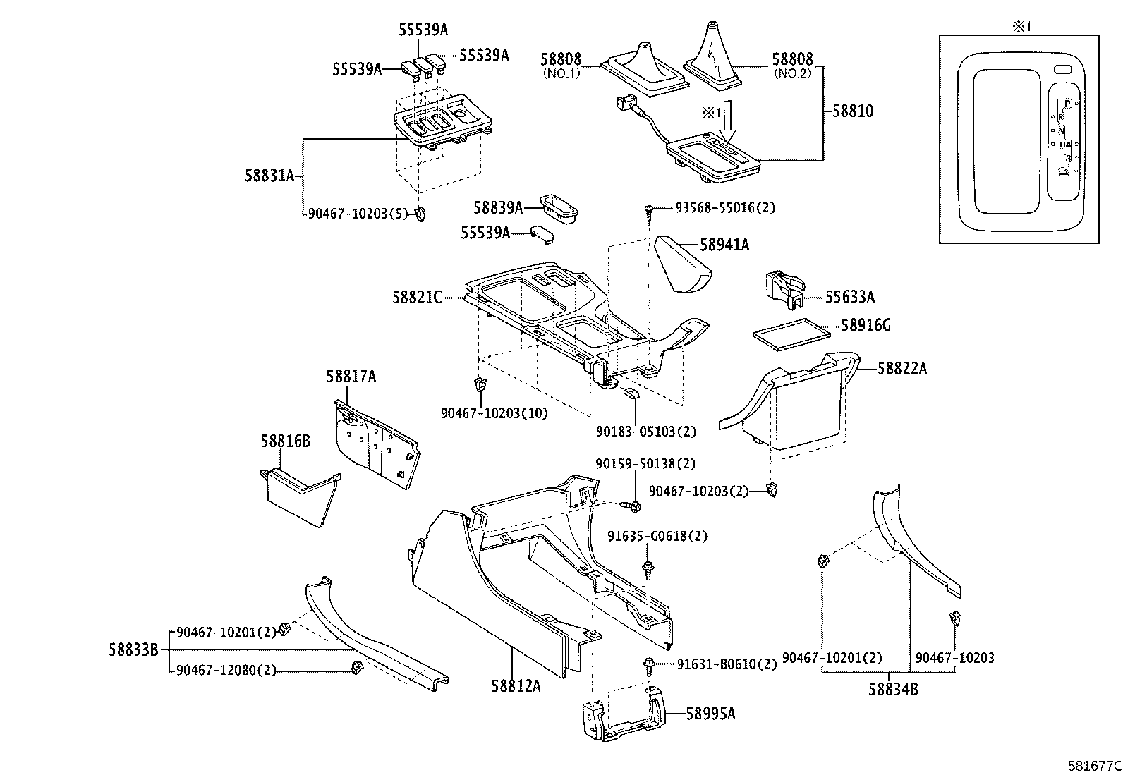 58910-60030-C0 BOX ASSY, CONSOLE, REAR product image