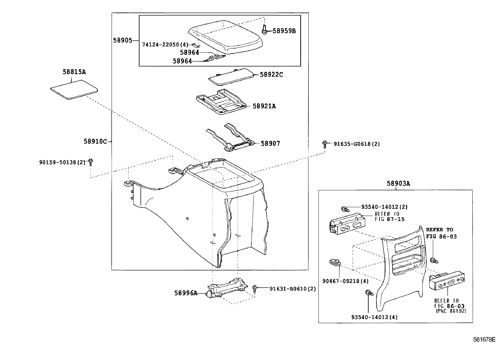 58910-60030-C0 BOX ASSY, CONSOLE, REAR product image