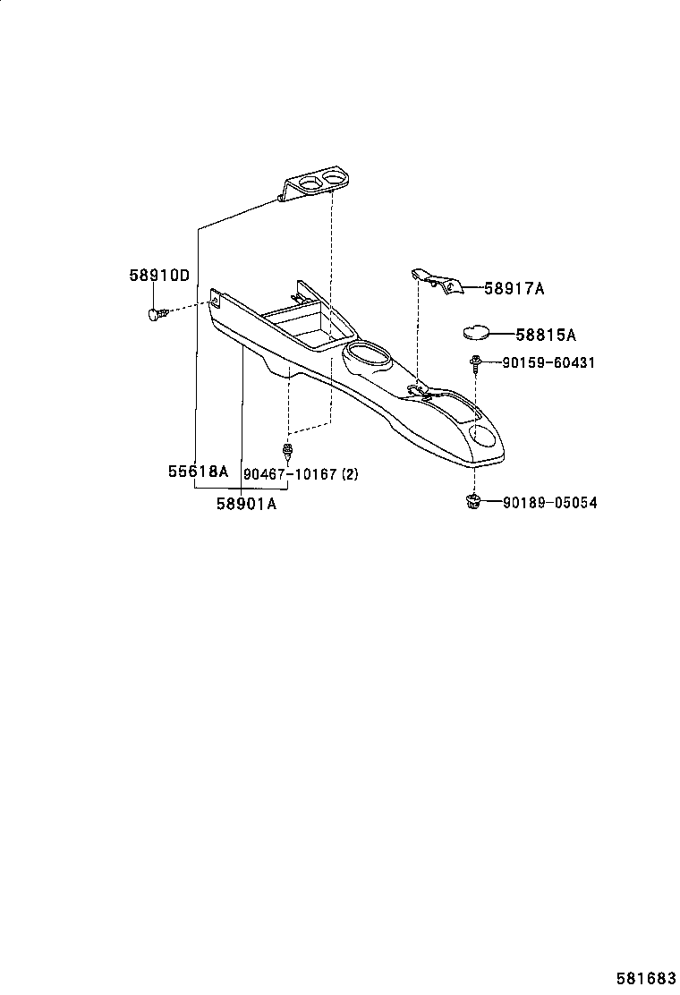 58901-52020-C0 BOX SUB-ASSY, CONSOLE, REAR product image