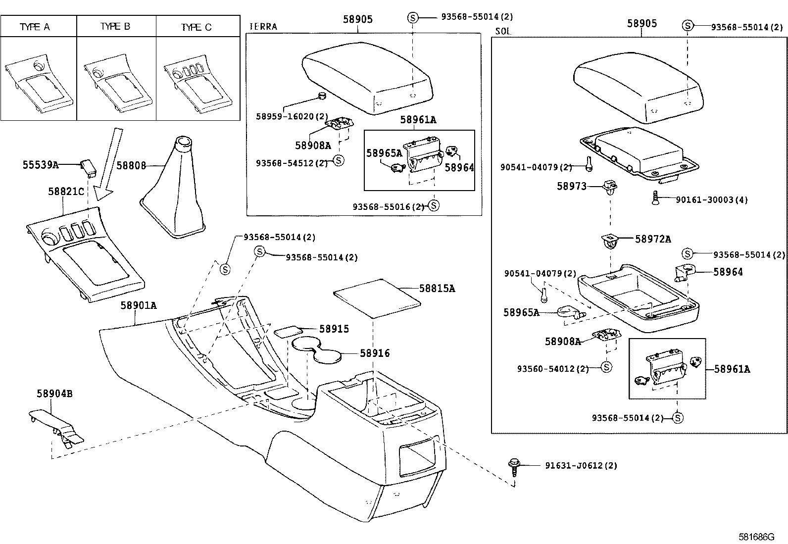58905-12410-J0 DOOR SUB-ASSY, CONSOLE COMPARTMENT product image