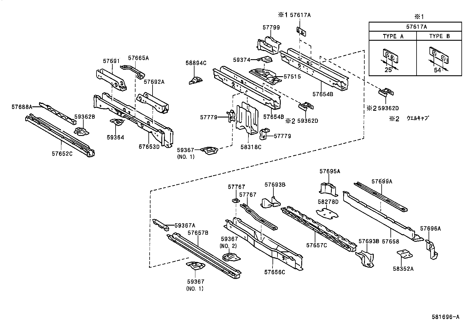 57023-26010 MEMBER SUB-ASSY, REAR SIDE, RH product image