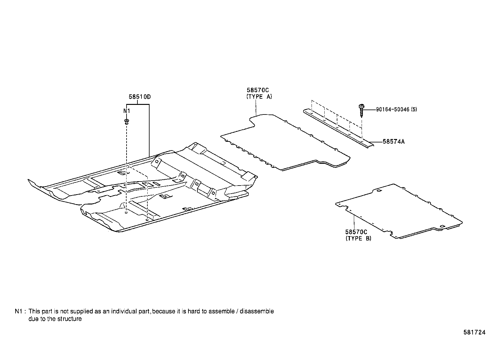 58570-35110-B0 CARPET ASSY, REAR FLOOR product image