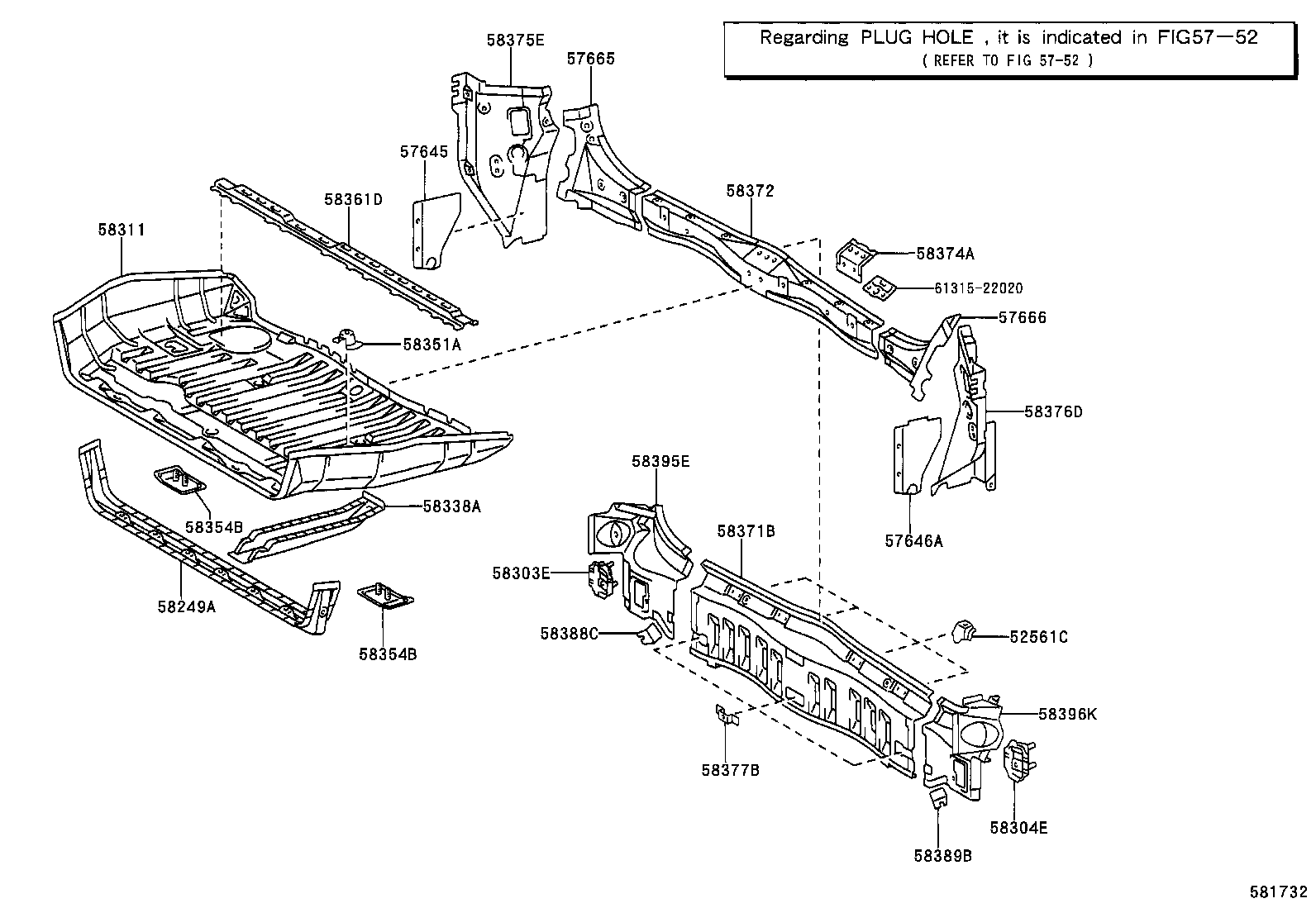 57607-08010 MEMBER, REAR FLOOR CROSS, NO.5 product image