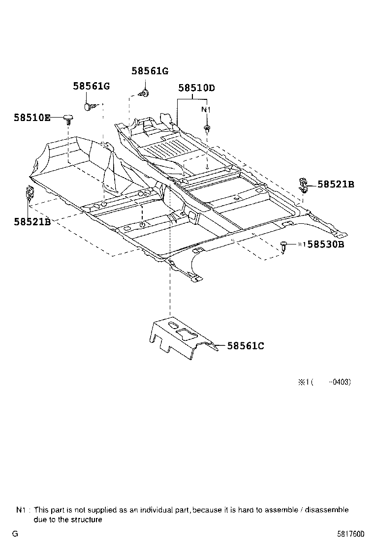 58561-05040 SILENCER, FRONT FLOOR, NO.1 product image