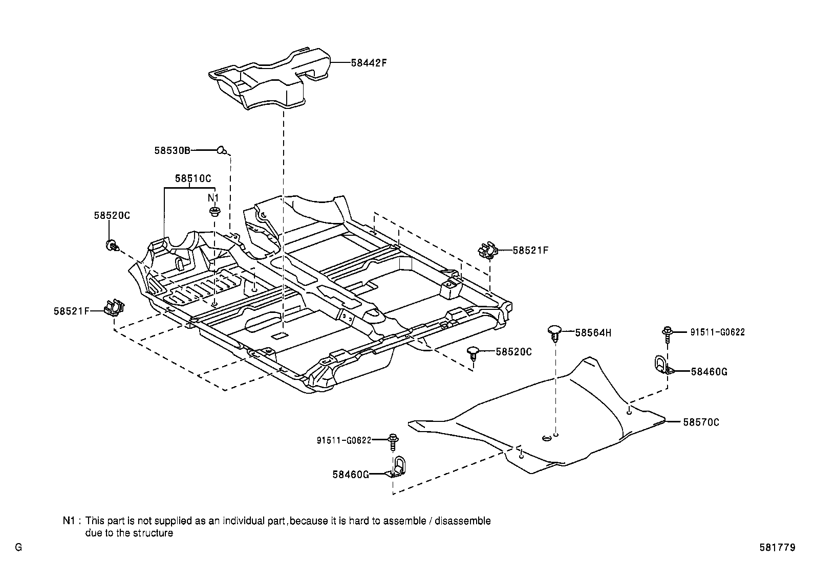 58570-52190-B0 CARPET ASSY, REAR FLOOR product image