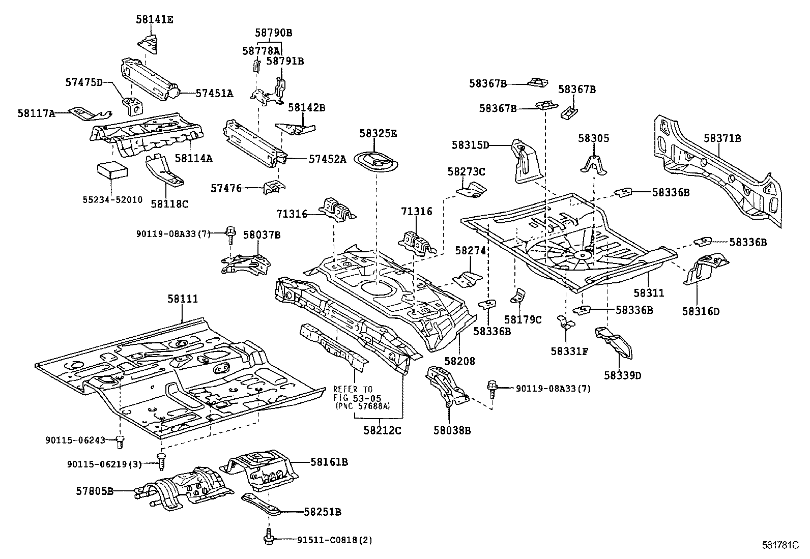 Toyota 58311-52908 PAN, REAR FLOOR
