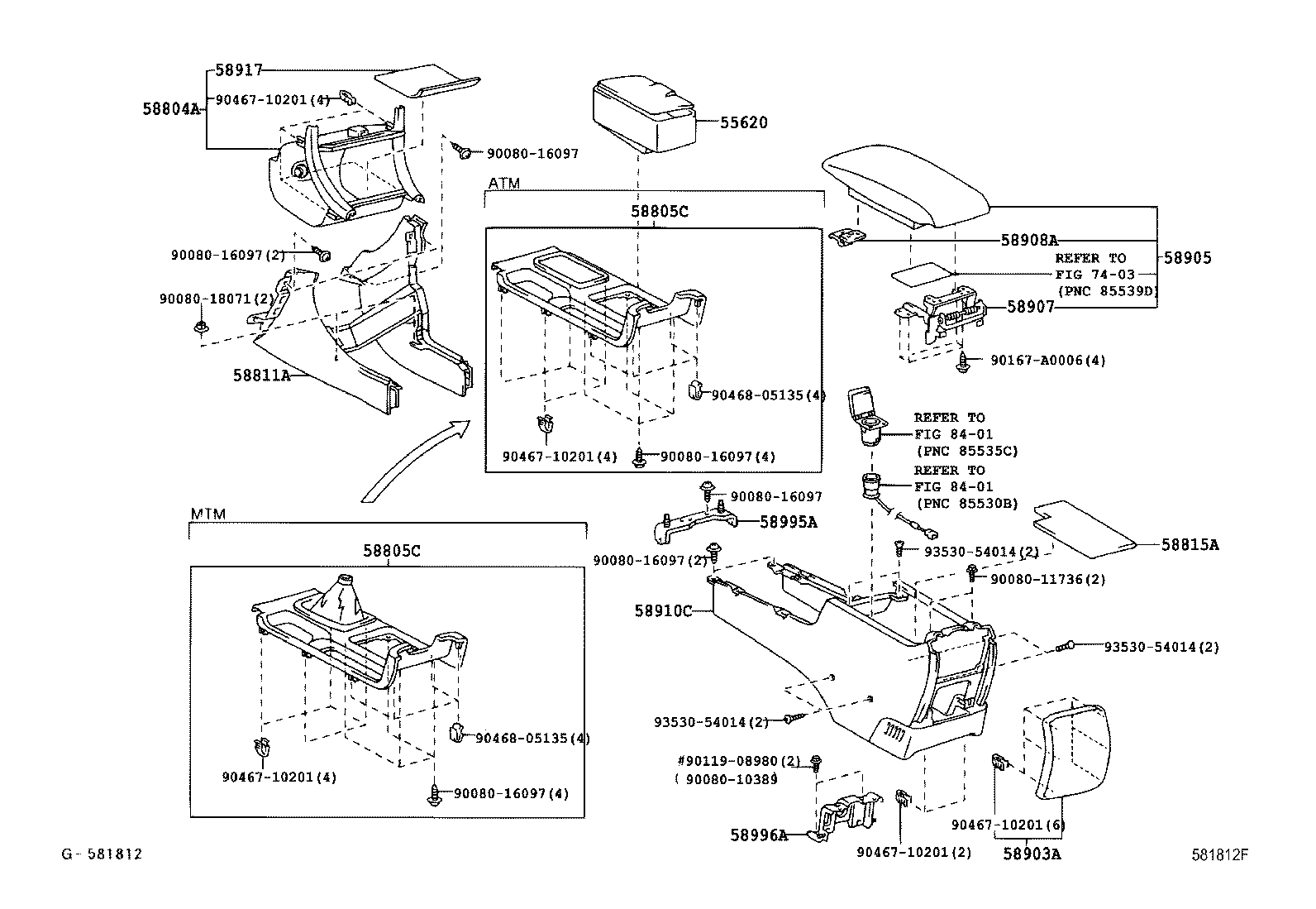 Toyota 58804-AA151-B1 PANEL SUB-ASSY, CONSOLE, UPPER