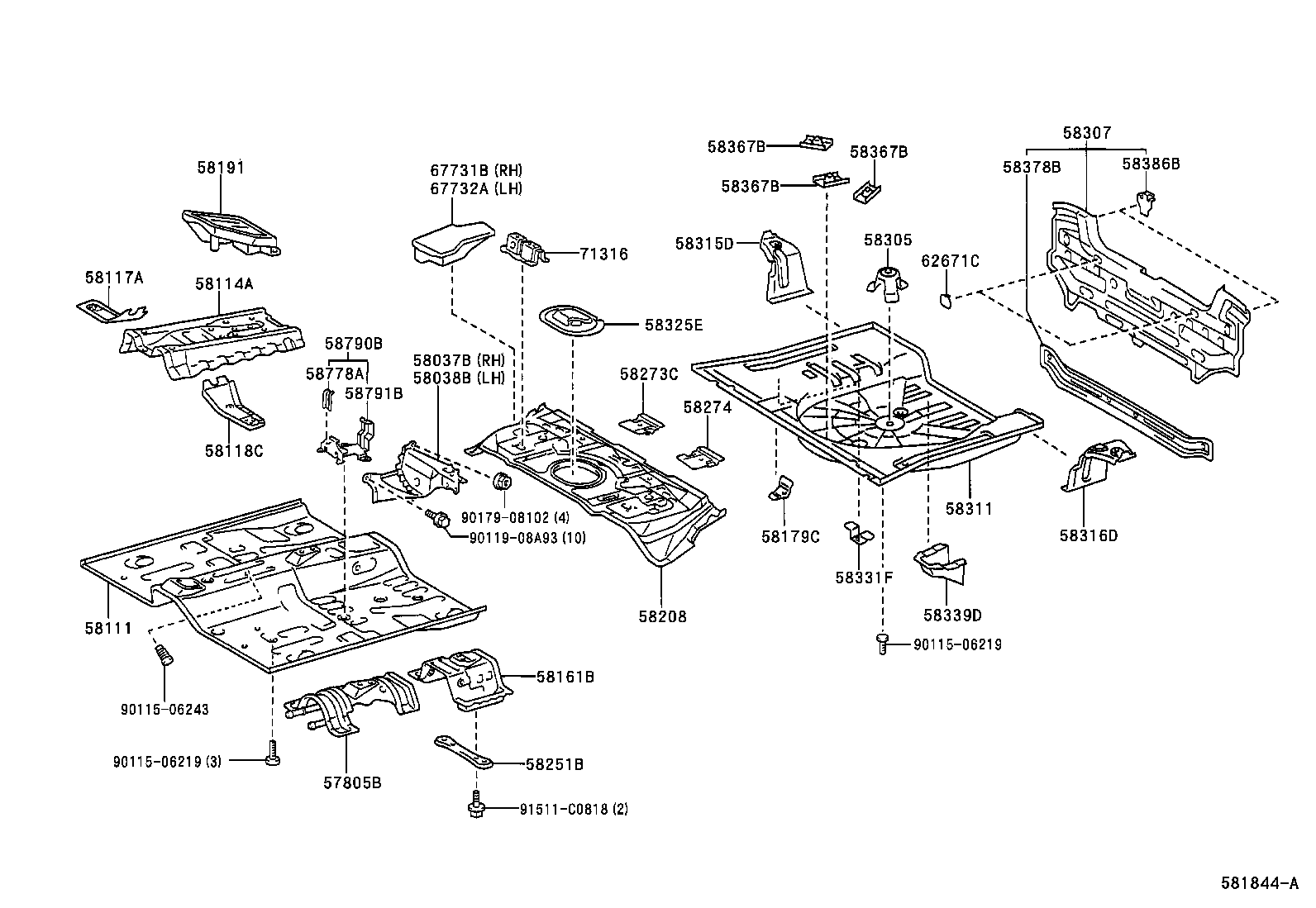 Toyota 58325-52010 COVER, REAR FLOOR SERVICE HOLE