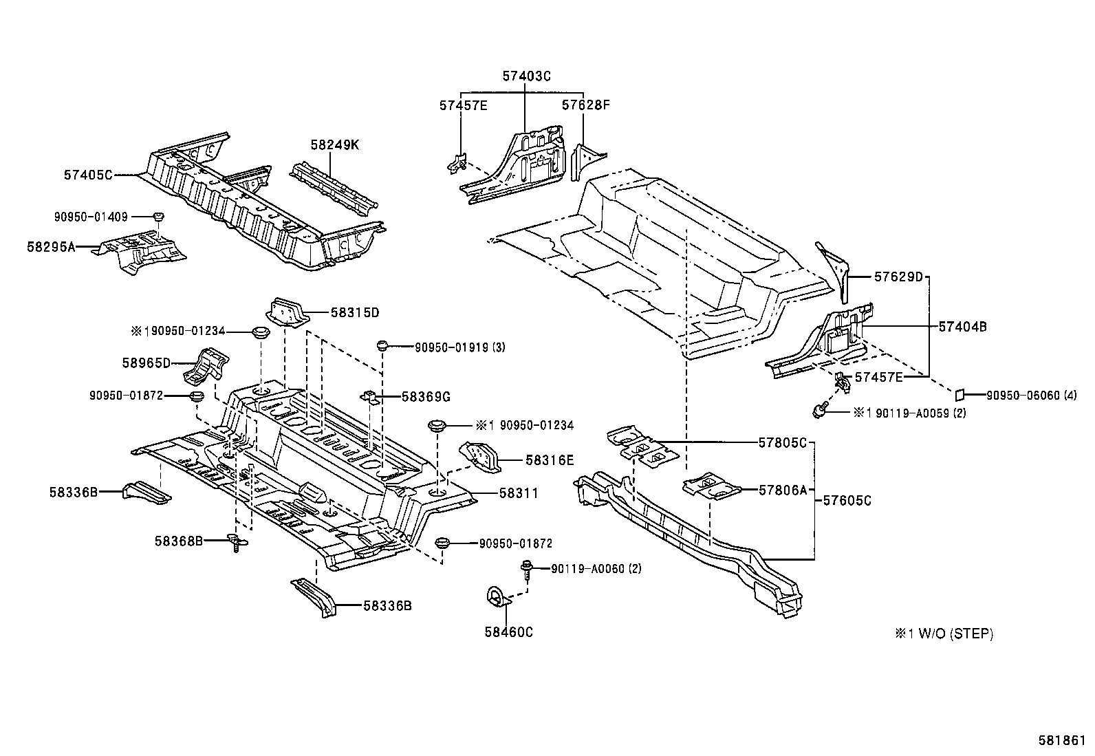 57629-0C040 PLATE, REAR FLOOR SIDE MEMBER, LH product image