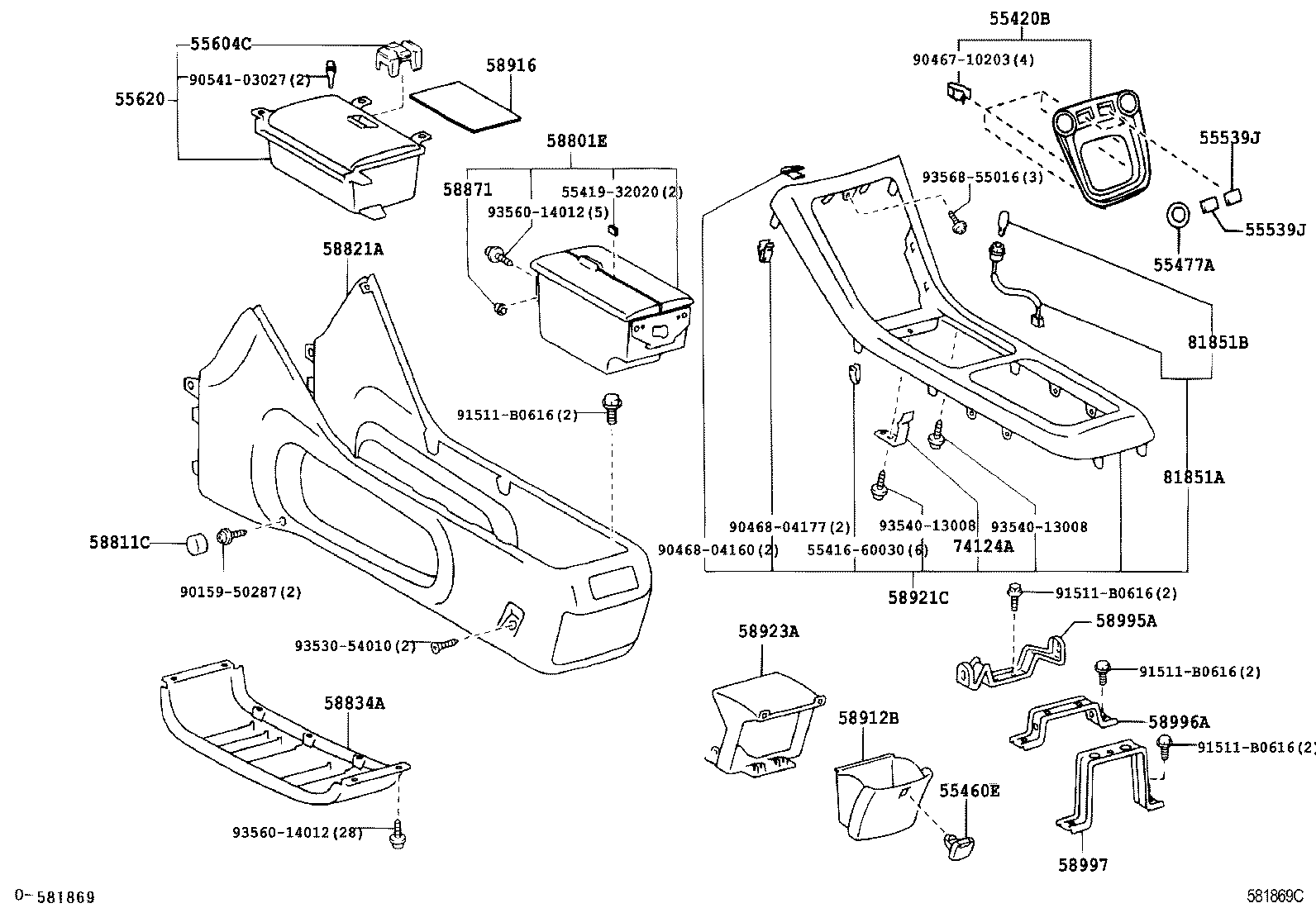 58995-48020 BRACKET, CONSOLE BOX MOUNTING, NO.1 product image