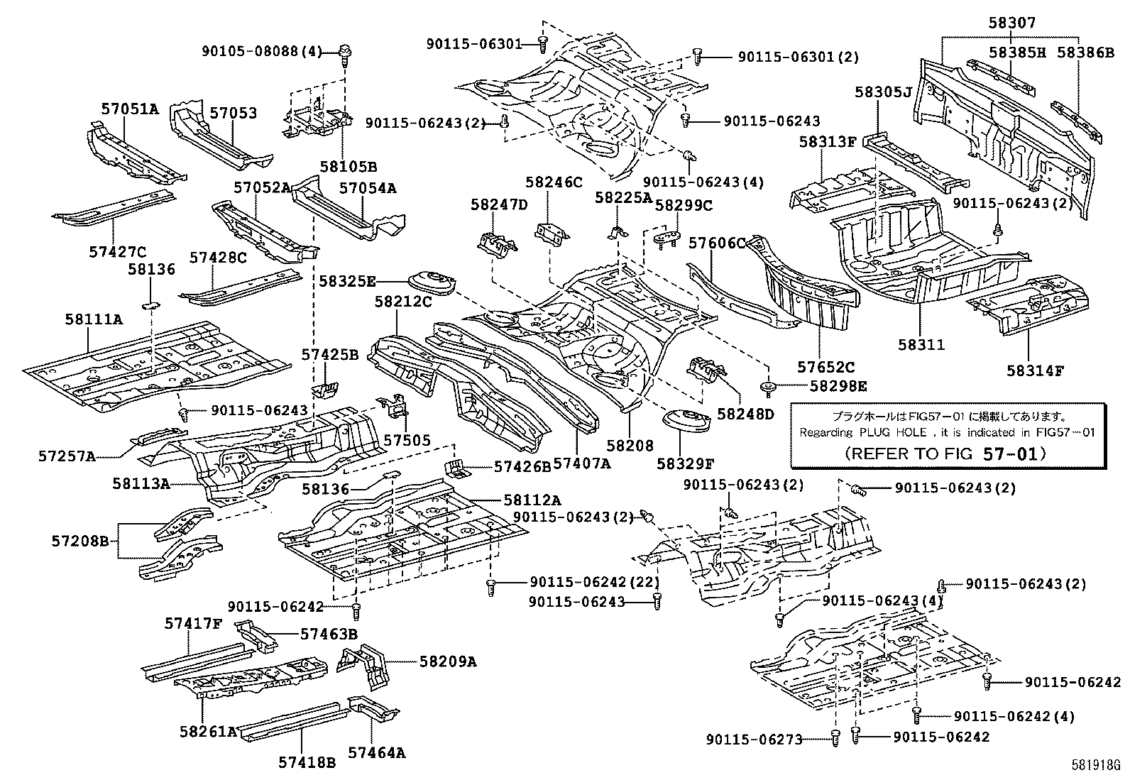 57464-30070 REINFORCEMENT, CENTER FLOOR CROSSMEMBER, LH product image