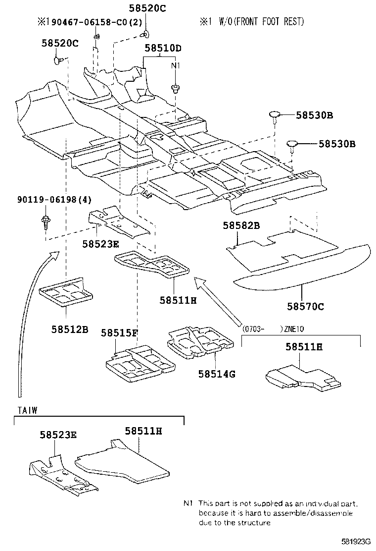 58571-0M010 CARPET ASSY, REAR FLOOR product image