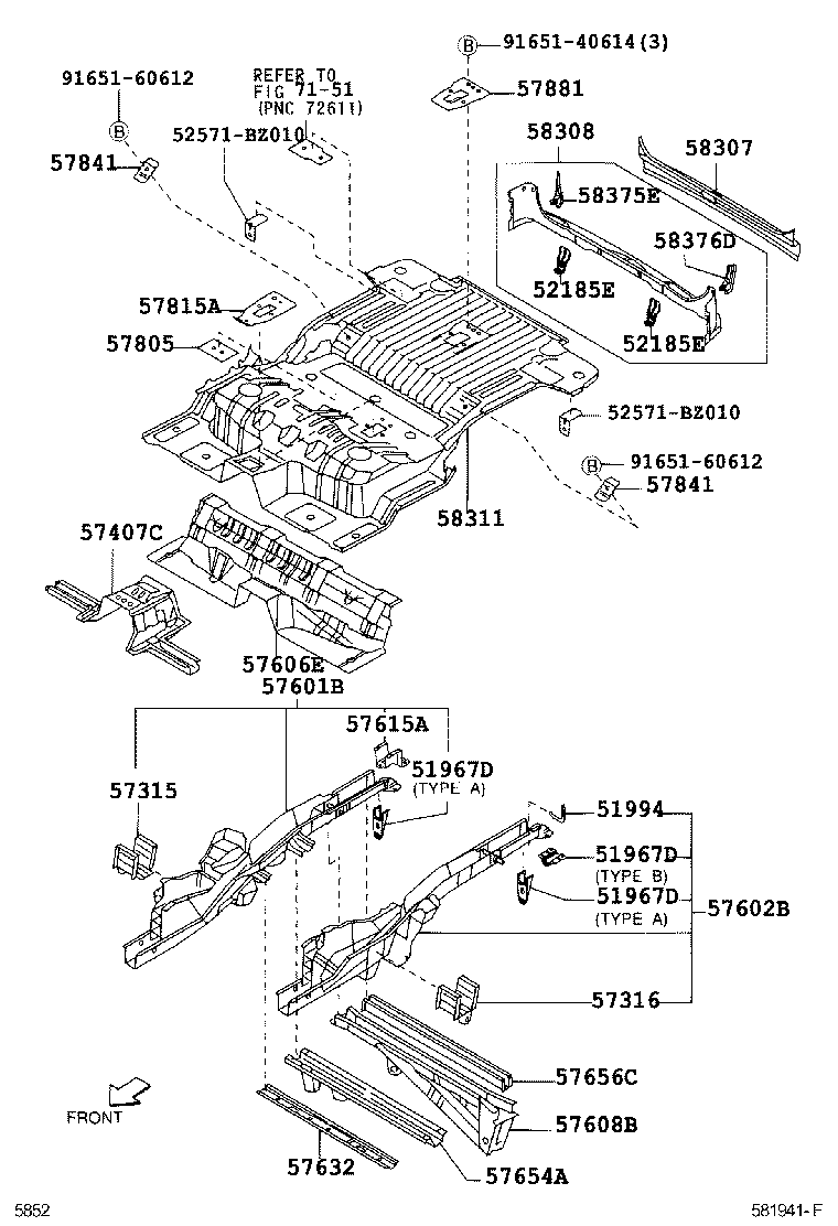 Toyota 57407-BZ010 MEMBER SUB-ASSY, CENTER FLOOR CROSS, NO.1