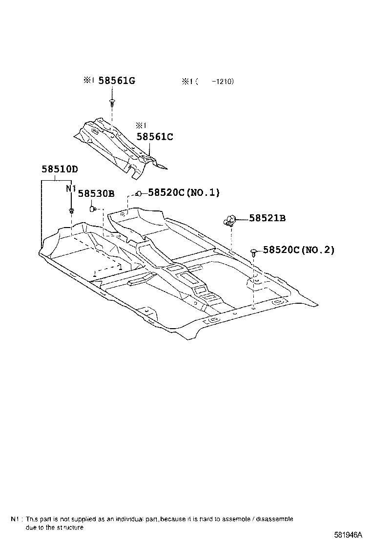 58561-02110 SILENCER, FRONT FLOOR, NO.1 product image