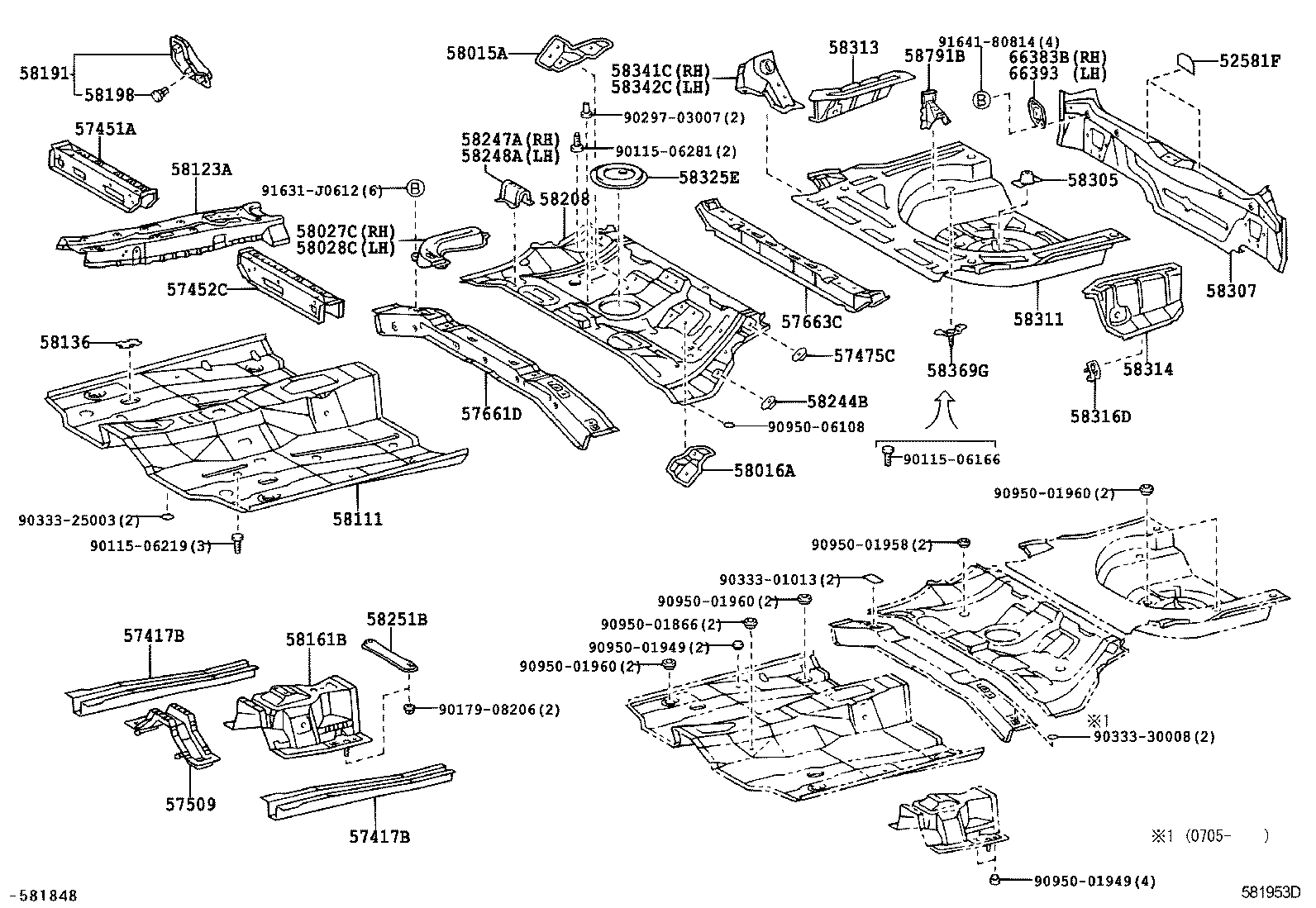 57452-02050 MEMBER, FRONT FLOOR CROSS, LH product image