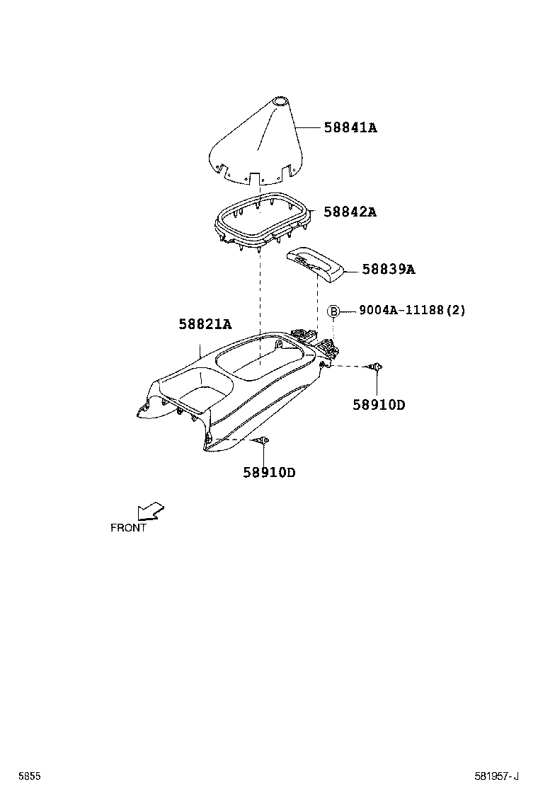 Toyota 58843-BZ030 BEZEL, SHIFTING HOLE