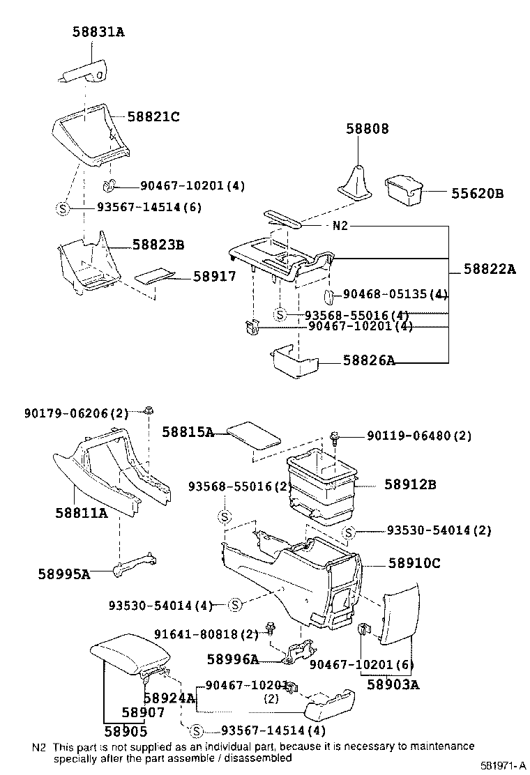 58804-33580 PANEL SUB-ASSY, CONSOLE, UPPER product image