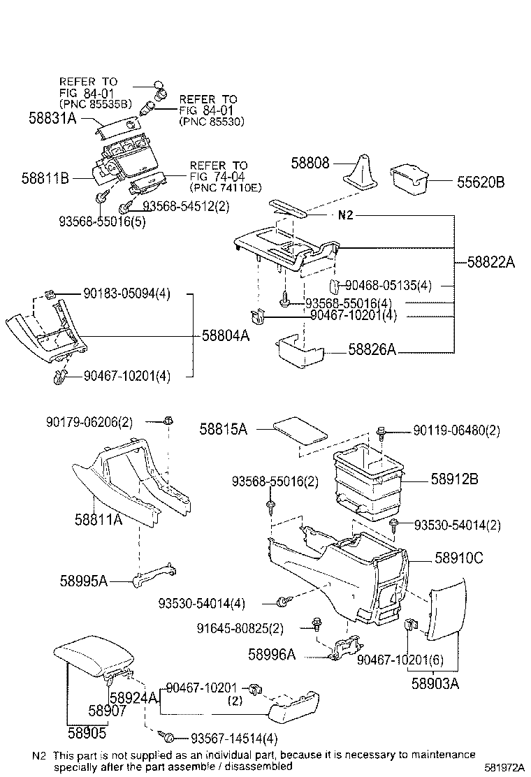 58804-33580 PANEL SUB-ASSY, CONSOLE, UPPER product image