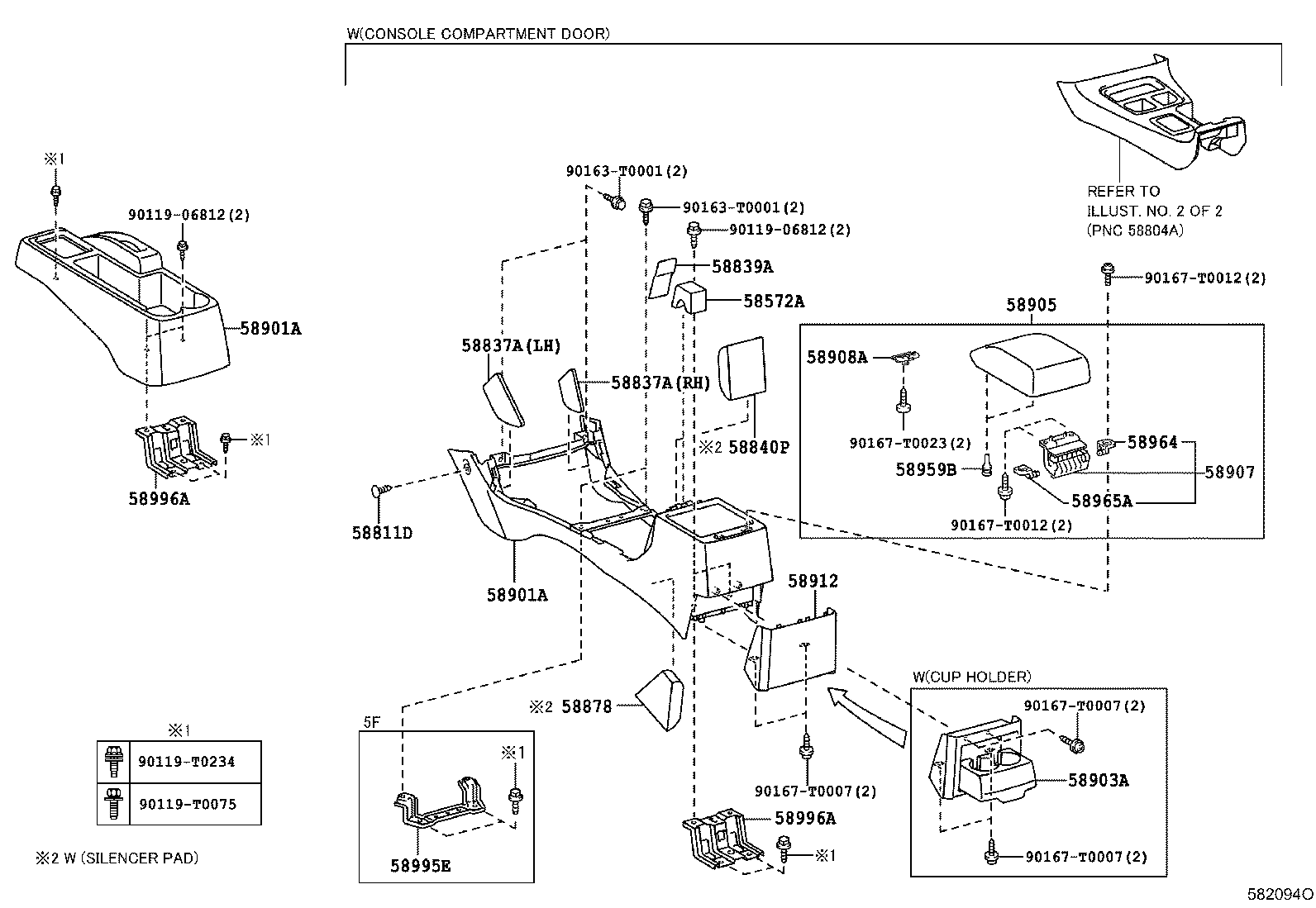 58965-0K040 STOPPER, CONSOLE COMPARTMENT DOOR, NO.2 product image