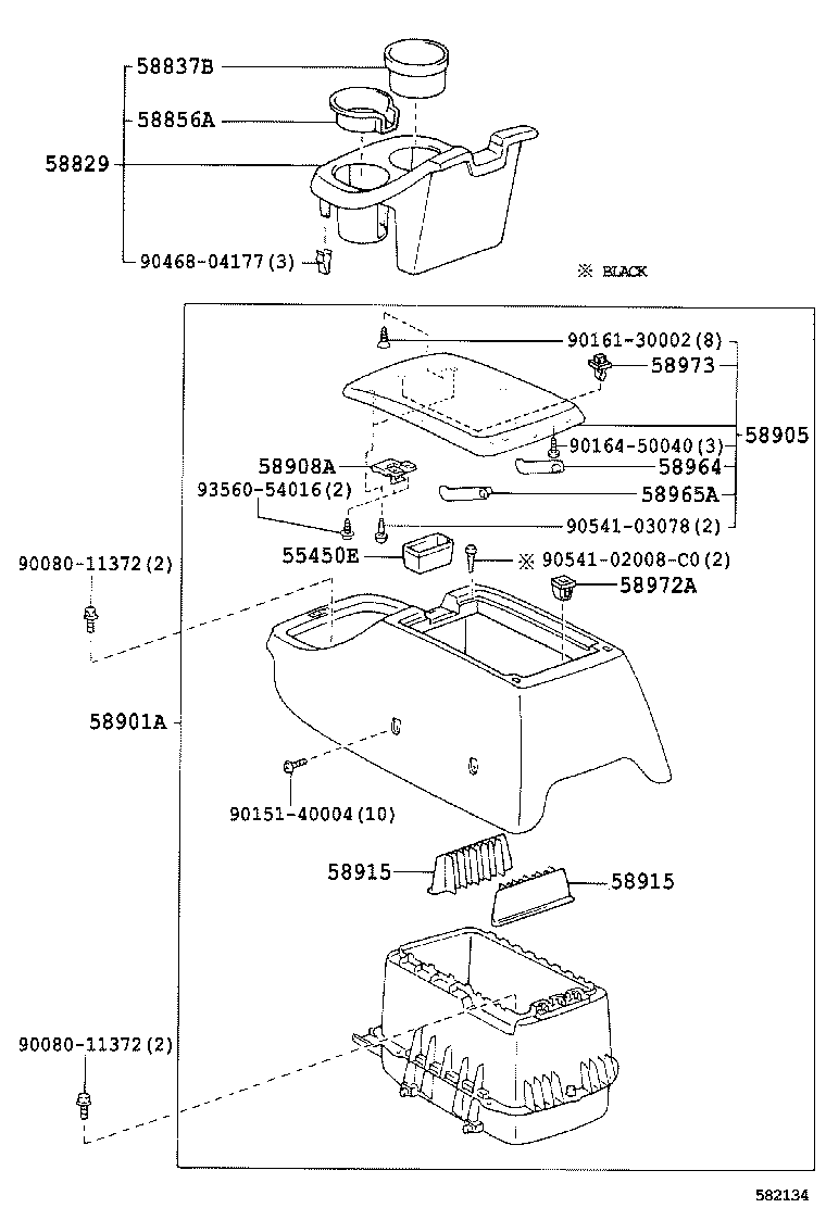 58902-0C021 BRACKET SUB-ASSY, CONSOLE BOX HINGE, NO.1 product image
