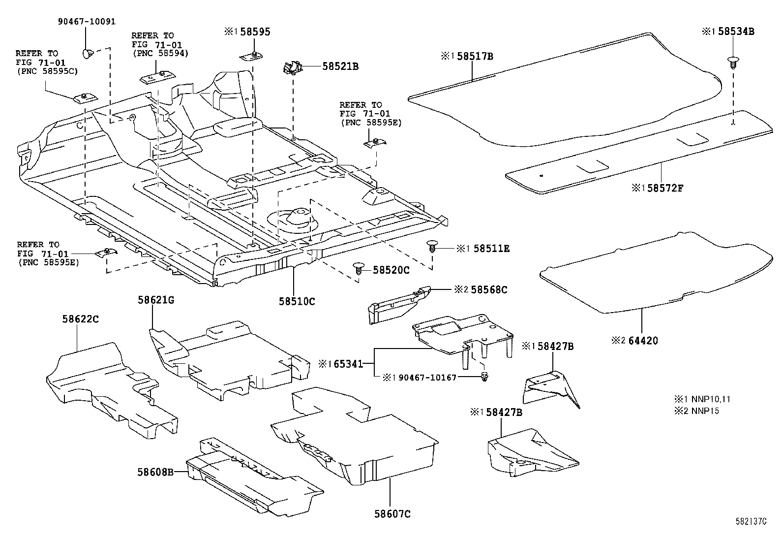 58607-52020 PAD SUB-ASSY, FRONT FLOOR SILENCER, REAR RH product image