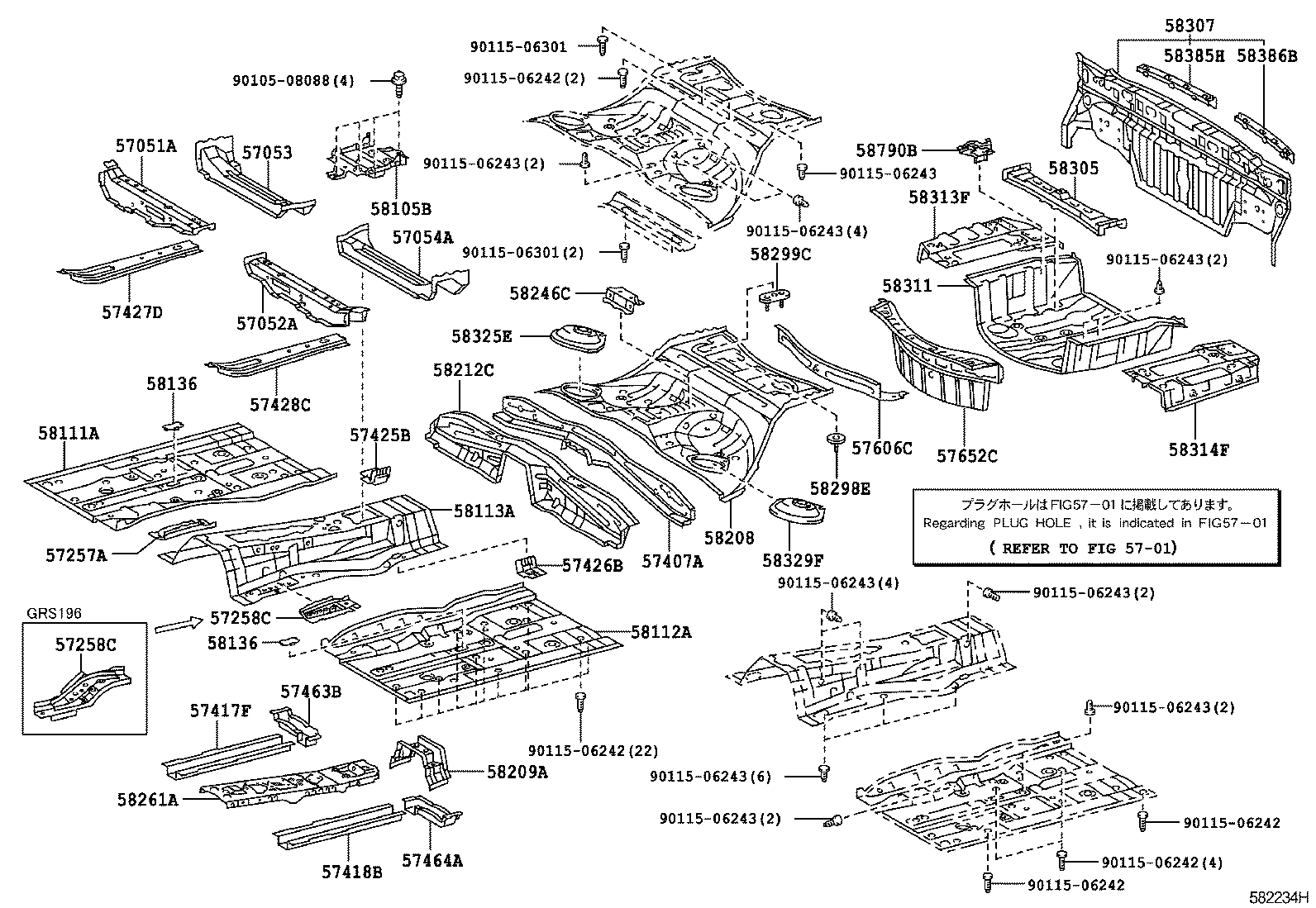 57417-30080 REINFORCEMENT, FRONT FLOOR UNDER, RH product image