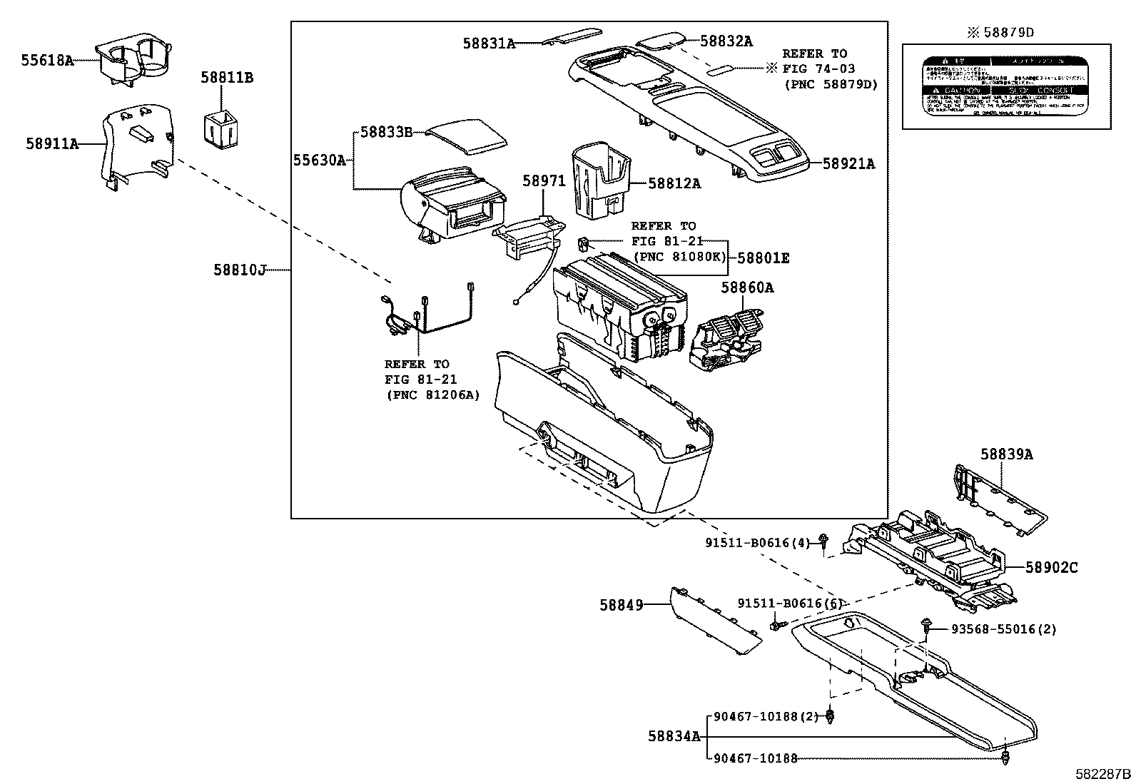 58832-48040-B0 GARNISH, CONSOLE UPPER PANEL, REAR product image