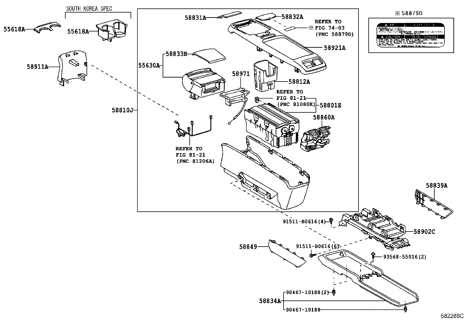 Toyota 55630-48100-B0 HOLDER, REAR CONSOLE BOX, CUP