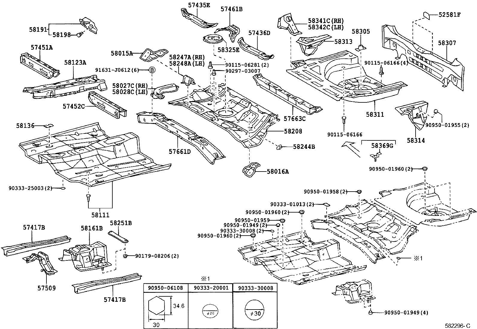 57451-12231 MEMBER, FRONT FLOOR CROSS, RH product image