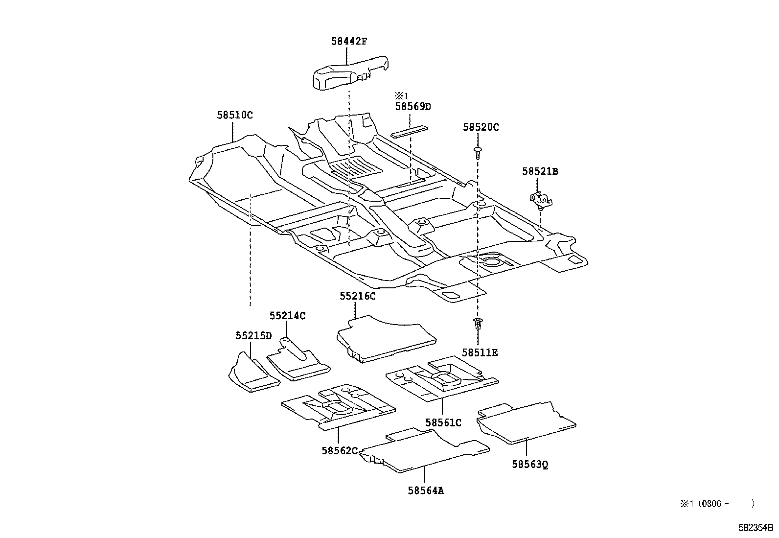 Toyota 58510-52B03-B1 CARPET ASSY, FRONT FLOOR, FRONT